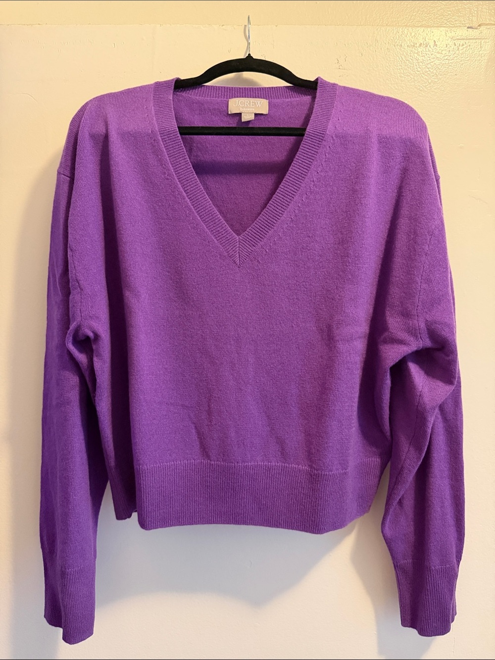 J. Crew Cashmere Purple V-Neck Sweater